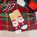 Chaussettes de Noël en polaire corail avec un design mignon de Père Noël 3D en jaune gingembre - Père Noël