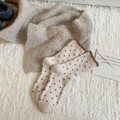 Chaussettes chaudes à pois avec bordure festonnée en beige et marron pour l'hiver - Taille unique / Khaki Clair