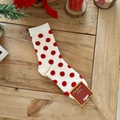 Milk white mid-calf socks with red polka dots on natural wooden background decor - White With Red Polka Dots