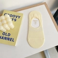 Solid light yellow low cut invisible no show socks with ribbed texture for women - One Size / Light Yellow