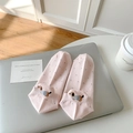 Pink cotton ankle socks with black polka dots and dachshund embroidery on the heel - One Size / Pink