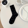 Calze nere retrò a metà polpaccio con ricami floreali e cotone a maglia traspirante - Taglia unica / Nero