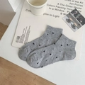 Calcetines tobilleros de algodón gris para mujer con corazones negros jacquard - Talla única / Gris claro