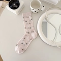 Calze rosa a fiori in rete con motivo a maglia traforata vintage per primavera - Taglia unica / Rosa Chiaro