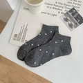 Calcetines tobilleros de algodón gris oscuro con corazones blancos y lunares finos - Talla única / Gris oscuro