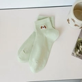 Socquettes vert clair en résille avec broderie chiot mignon et coton respirant - Taille unique / vert clair