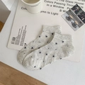 Calcetines cortos de algodón gris claro con diseño de corazones y puños acanalados - Talla única / Blanco Roto Gris