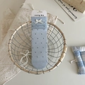Calze azzurre in cotone per bambina con fiocco bianco e motivo a pois scuri - Taglia unica / Piccolo fiocco blu