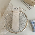Beige mid-calf socks with floral textures and paper card in a decorative basket - One Size / Hollow Out Floral