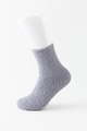 Gray plush coral fleece mid-calf socks with soft texture shown on a white foot model - Gray