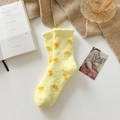 Calze in pile di corallo giallo con pois arancioni e bordo ondulato per calore invernale - Pois Gialli (Mango)