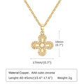 Collana con ciondolo a fiore dorato con zirconi AAA in rame lucido per donna - Ciondolo Solo (Senza Catena)