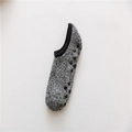 Gray coral fleece house socks with non-slip silicone grippers and black elastic cuffs - One Size / Dark Gray