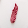 Red coral fleece thermal floor socks with non-slip silicone grips and elastic cuffs - One Size / Leather Red