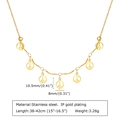 Golden stainless steel necklace featuring seven peace sign charms on a 42cm chain - 38+5cm / Gold