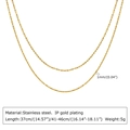 Zweilagige 1mm vergoldete Edelstahlkette mit detaillierten Produktabmessungen und Maßen - Länge 37/41+5 / Gold