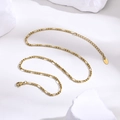 Minimalist 18K gold stainless steel ball and rectangular link chain necklace for women - Gold Necklace 40+5cm