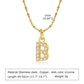 Collana con lettera B in acciaio inossidabile dorato e zirconi cubici AAA lucidi - Lettera B