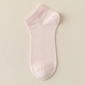 Calcetín tobillero rosa claro de modal con puño acanalado y textura de rayas verticales - Talla única / Rosa Claro