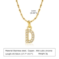 Collana in acciaio inossidabile dorato con ciondolo lettera D e cristalli di zircone - Lettera D