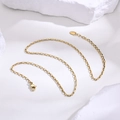 Collana a catena a scatola rettangolare dorata in acciaio con piastrina K18 e moschettone - 2mm/40+5cm / Oro