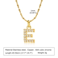 Collier en acier inoxydable doré avec pendentif lettre E orné de zircons cubiques AAA - Lettre E