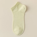 Minimalist light yellow modal mesh boat socks with vertical ribbed knit for women - One Size / Light Green