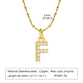 Collier avec pendentif lettre F dorée serti de zircons AAA en acier inoxydable - Lettre F
