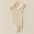 Light beige modal mesh low-cut socks with breathable vertical ribbed texture - One Size / Khaki