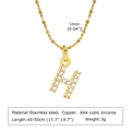 Collier en acier inoxydable doré avec pendentif lettre H serti de zircons blancs brillants - Lettre H