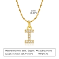 Collier en acier inoxydable doré avec pendentif lettre I serti de zircone AAA - Lettre I