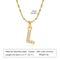 Collier en acier inoxydable doré avec pendentif lettre L et pavage en zircone cubique - Lettre L