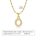 Collier doré avec pendentif lettre O et oxydes de zirconium AAA en acier inoxydable - Lettre O
