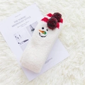 Chaussettes hautes en polaire corail avec motif bonhomme de neige et rayures rouges - Taille unique / Bonhomme de Pain d'Épices