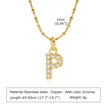 Collier lettre P doré avec oxydes de zirconium AAA en acier inoxydable poli et cuivre - Lettre P