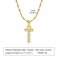 Collier lettre T en acier inoxydable doré serti de zircones et chaîne ajustable - Lettre T