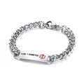 Détail du bracelet médical en acier inoxydable de 12 mm pour diabète de type 1 - Style Diabète de Type 1 (BR-392-4)