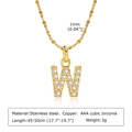 Collier lettre W en acier inoxydable doré avec pendentif serti de zircones AAA - Lettre W