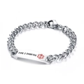 Gros plan du bracelet médical en acier de 12 mm avec gravure pour le diabète de type 2 - Style Diabète de Type 2 (BR-392-7)