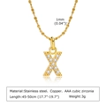 Collier doré avec pendentif lettre X en acier inoxydable et incrustation zircon - Lettre X