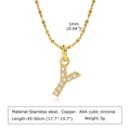Collier en acier inoxydable doré avec pendentif lettre Y et zircons AAA sertis - Lettre Y