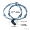 Detalle de las pulseras trenzadas magnéticas para pareja con colgantes de corazón - Estilo Trenzado Magnético de Corazón de Rompecabezas (105款)