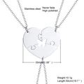 Collier cœur puzzle en trois parties en acier inoxydable avec motif papillon - Pendentif Seul de Couleur Argentée