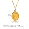 Detail showing 22x15mm celestial sun moon pendant with gold plating and size measurements - Sun Moon Style (PN-1677)