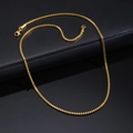 Polished golden stainless steel box chain necklace with lobster clasp closure - Gold 2.0mm*45cm