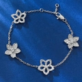 S925 Sterling Silber Blumenarmband mit funkelnden Zirkonia-Anhängern für Damen - Silber (B076) / 16+2cm
