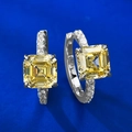 925 silver hoop earrings featuring asscher cut yellow diamonds and micro pave crystals - 925 Silver / Yellow