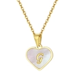 18K gold plated titanium necklace with heart pendant, white shell and letter G detail - Heart Letter F