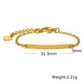 Customizable gold stainless steel bar bracelet for children with heart charm, 2.21g weight - Gold Minimalist Curved Bar Style (BR-1327G-12)