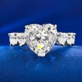 Elegant S925 sterling silver ring featuring a 5-carat heart-cut center stone and side gems - US Size 9 / Silver Heart Style With White Zirconia (R708)